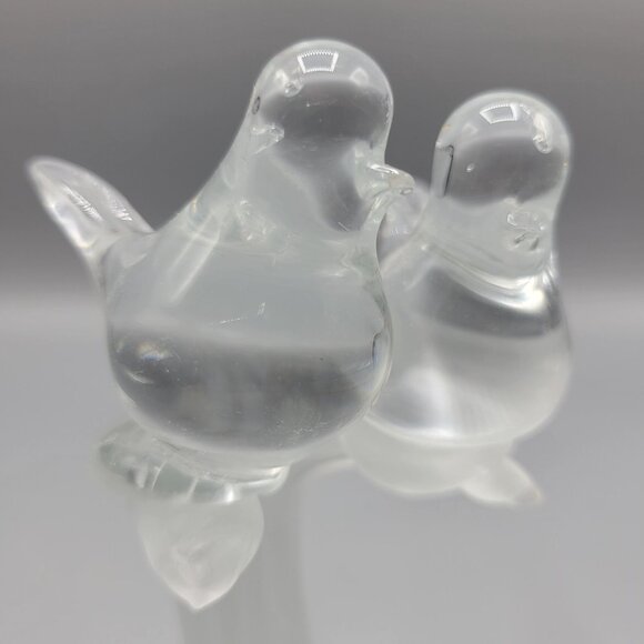Vintage Artmark Glass Crystal Clear & Frosted Branch Love Birds Figurine 5.5" - Picture 12 of 15